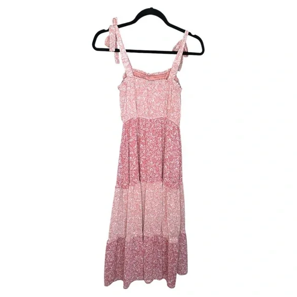 Sincerely Jules Pink Bohemian Tiered Maxi Dress size Small - Picture 3 of 3